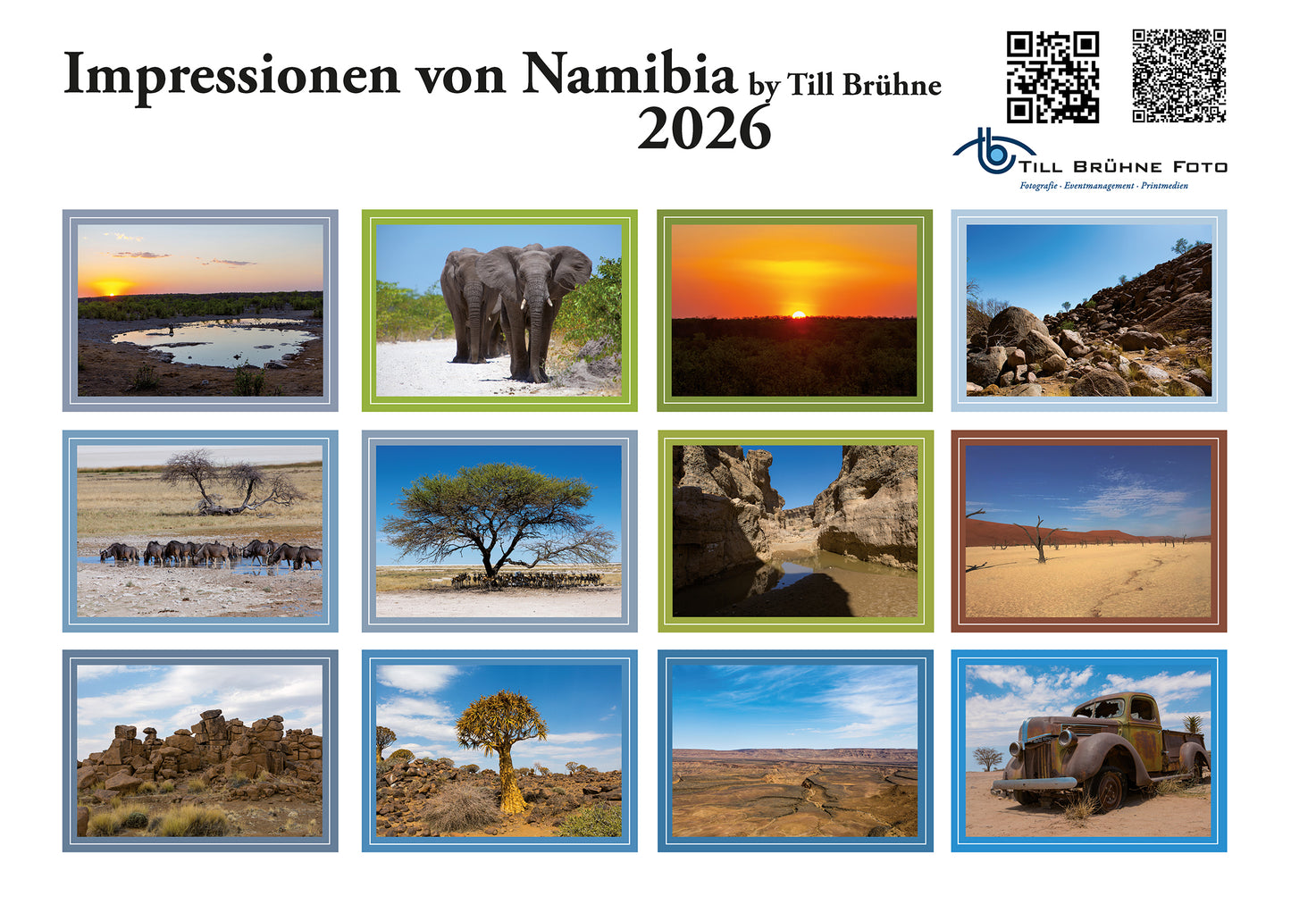 Impressionen von Namibia 2026 TBFOTO FOTO-WANDKALENDER