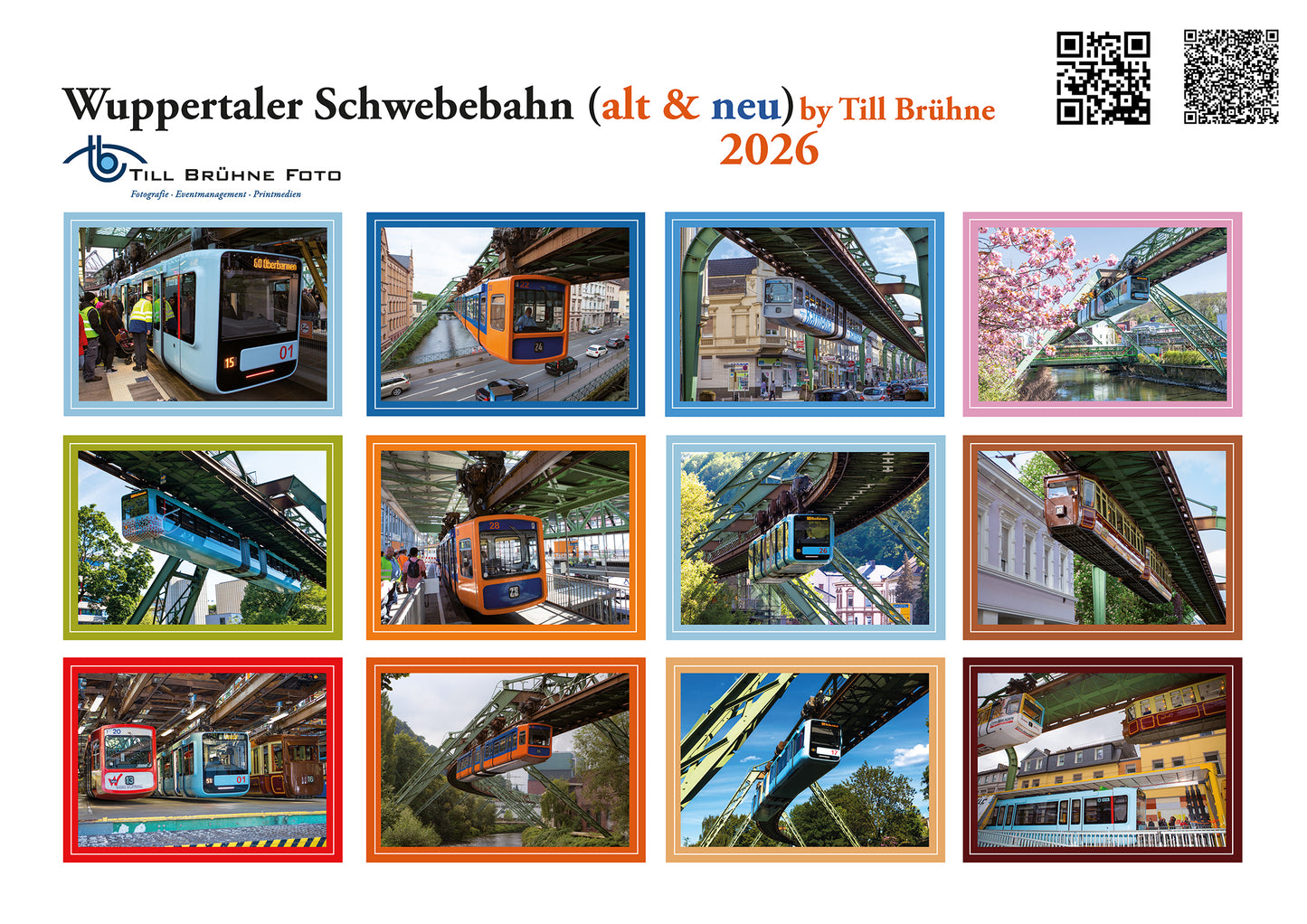 Wuppertaler Schwebebahn (alt & neu) 2026 TBFOTO FOTO-WANDKALENDER