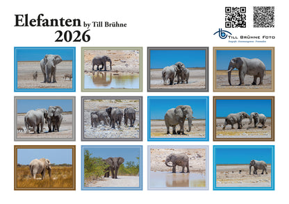 Elefanten 2026 TBFOTO FOTO-WANDKALENDER